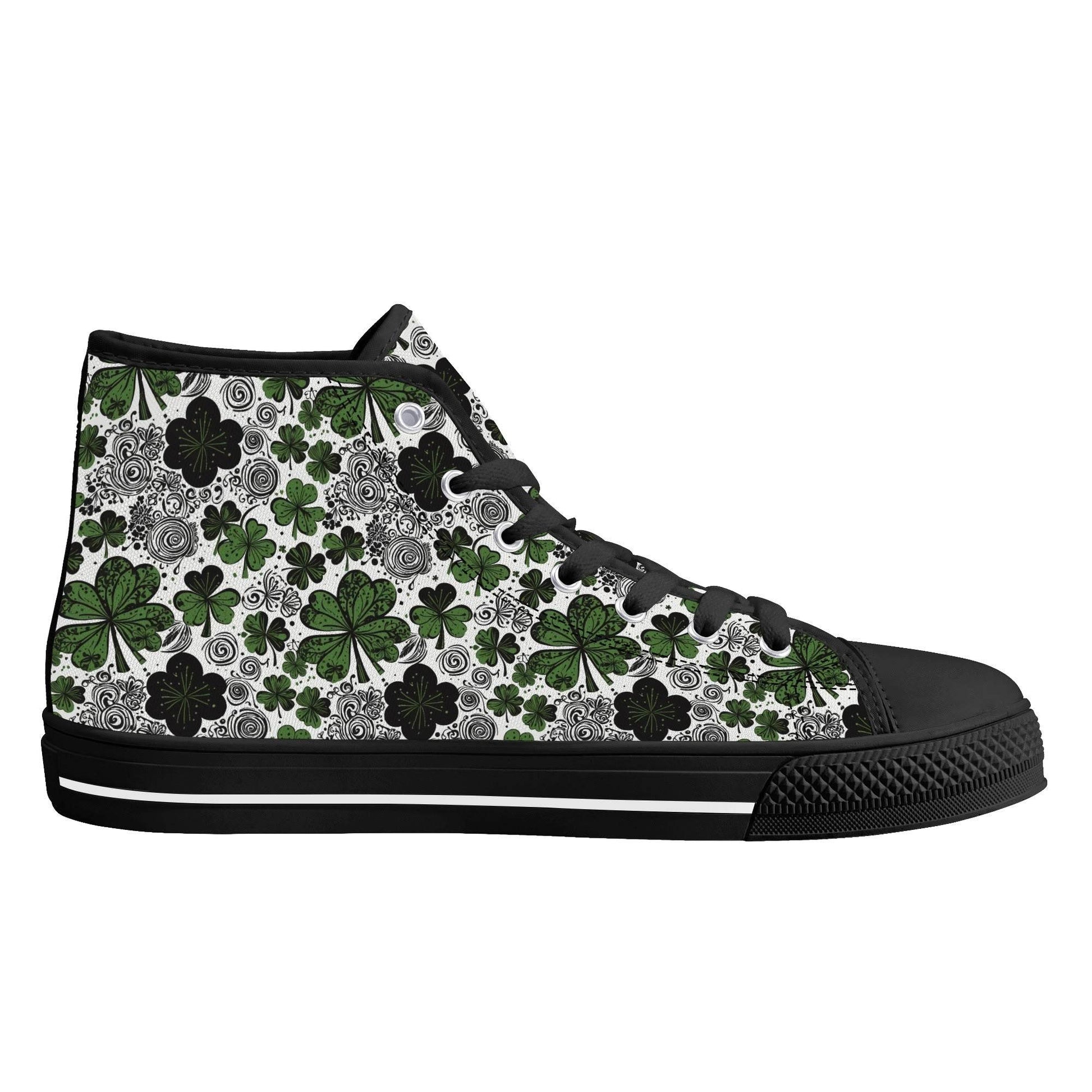 Scribbled Clover Women's High Top Canvas Shoes - DeRose Seasonal