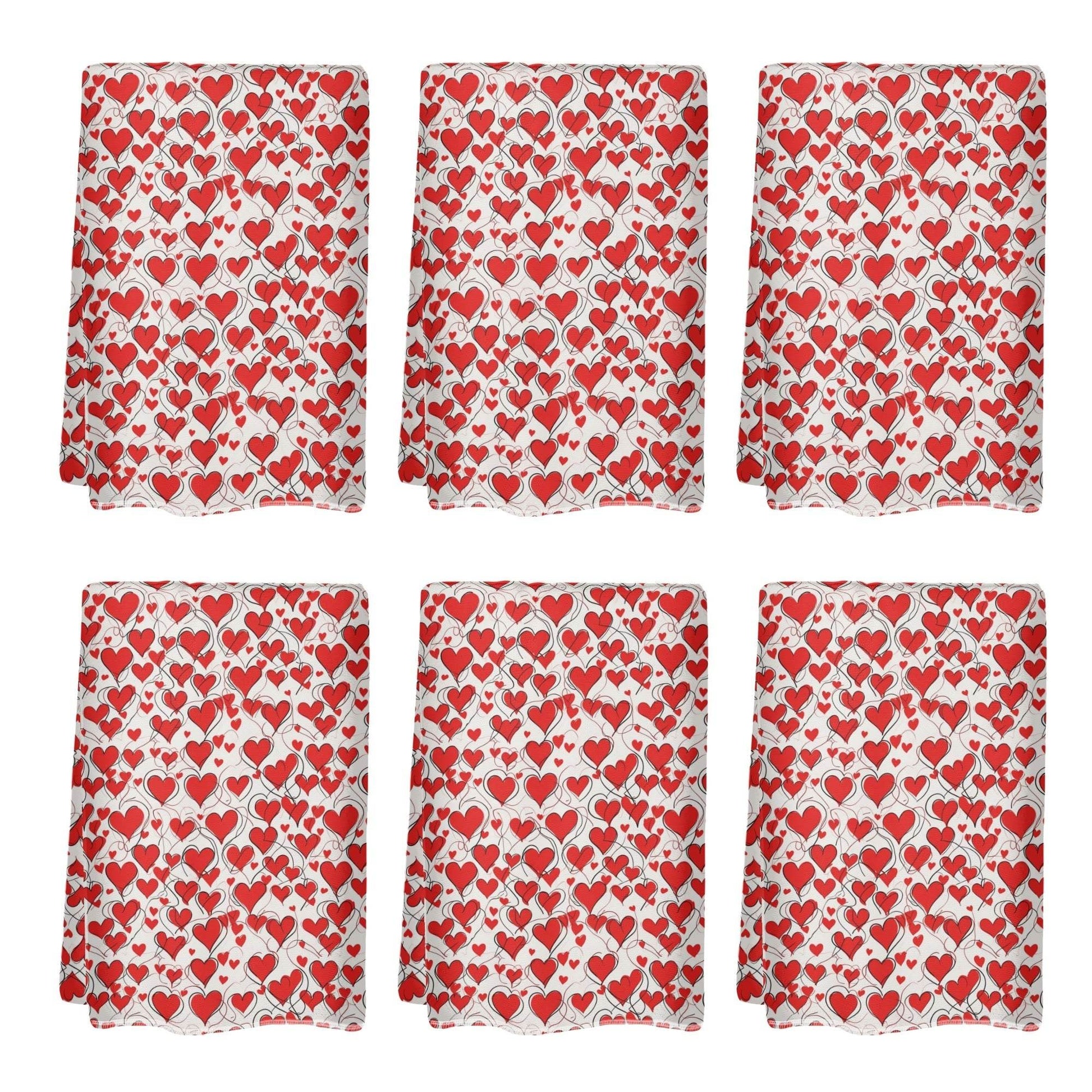 Scribbled Hearts Hand Towels (6 Pcs) - DeRose Seasonal