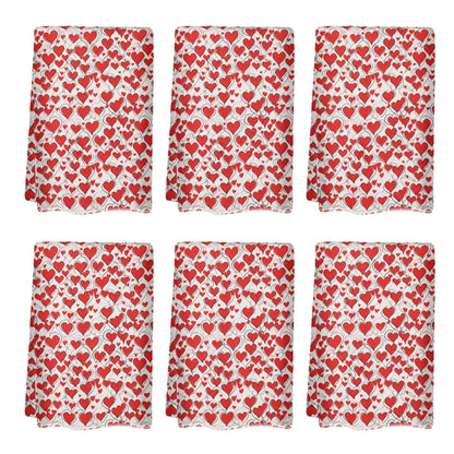 Scribbled Hearts Hand Towels (6 Pcs) - DeRose Seasonal