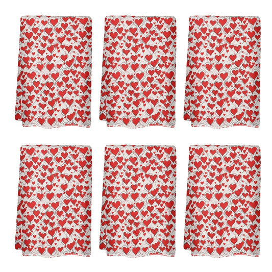 Scribbled Hearts Hand Towels (6 Pcs) - DeRose Seasonal