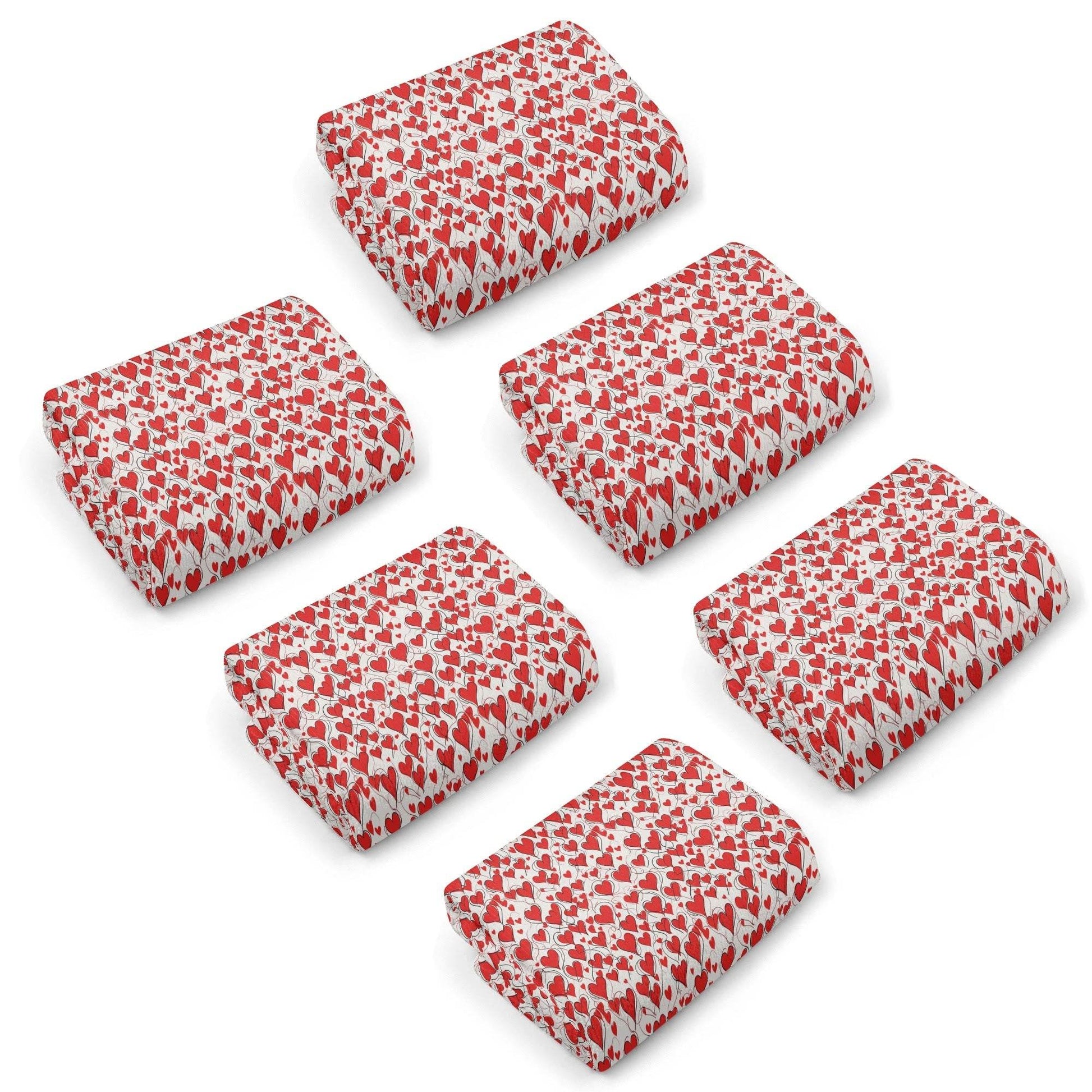 Scribbled Hearts Hand Towels (6 Pcs) - DeRose Seasonal
