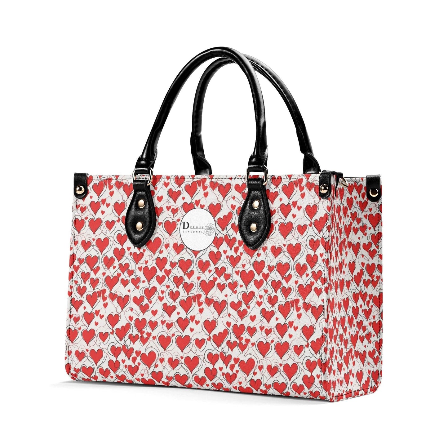 Scribbled Hearts Luxury Women Leather Handbag (3 sizes) - DeRose Seasonal