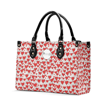 Scribbled Hearts Luxury Women Leather Handbag (3 sizes) - DeRose Seasonal
