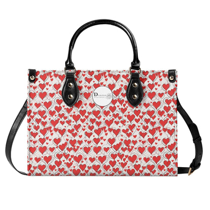 Scribbled Hearts Luxury Women Leather Handbag (3 sizes) - DeRose Seasonal