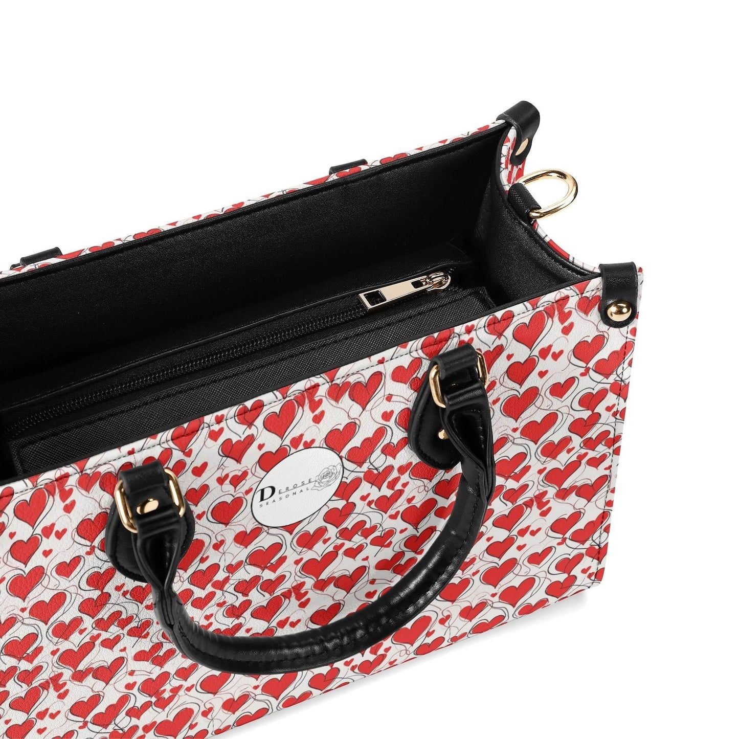Scribbled Hearts Luxury Women Leather Handbag (3 sizes) - DeRose Seasonal