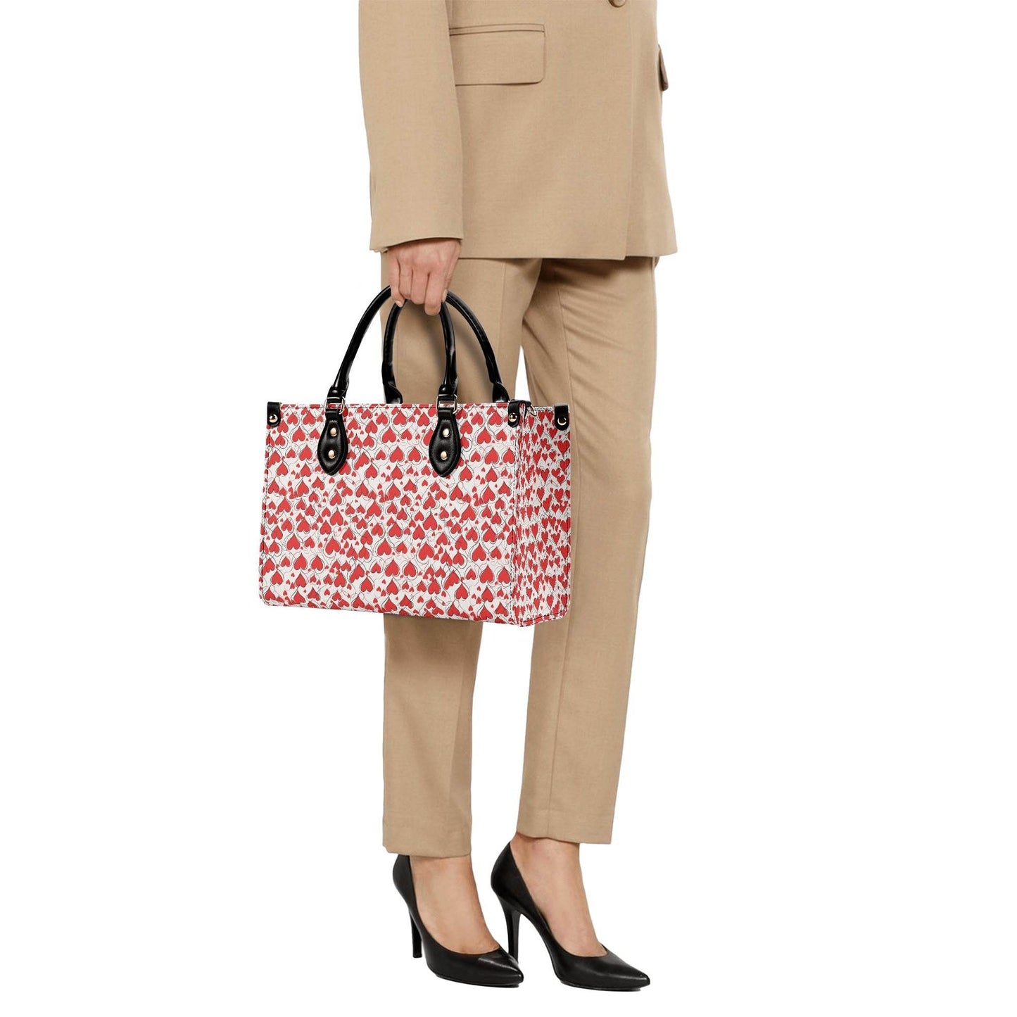 Scribbled Hearts Luxury Women Leather Handbag (3 sizes) - DeRose Seasonal