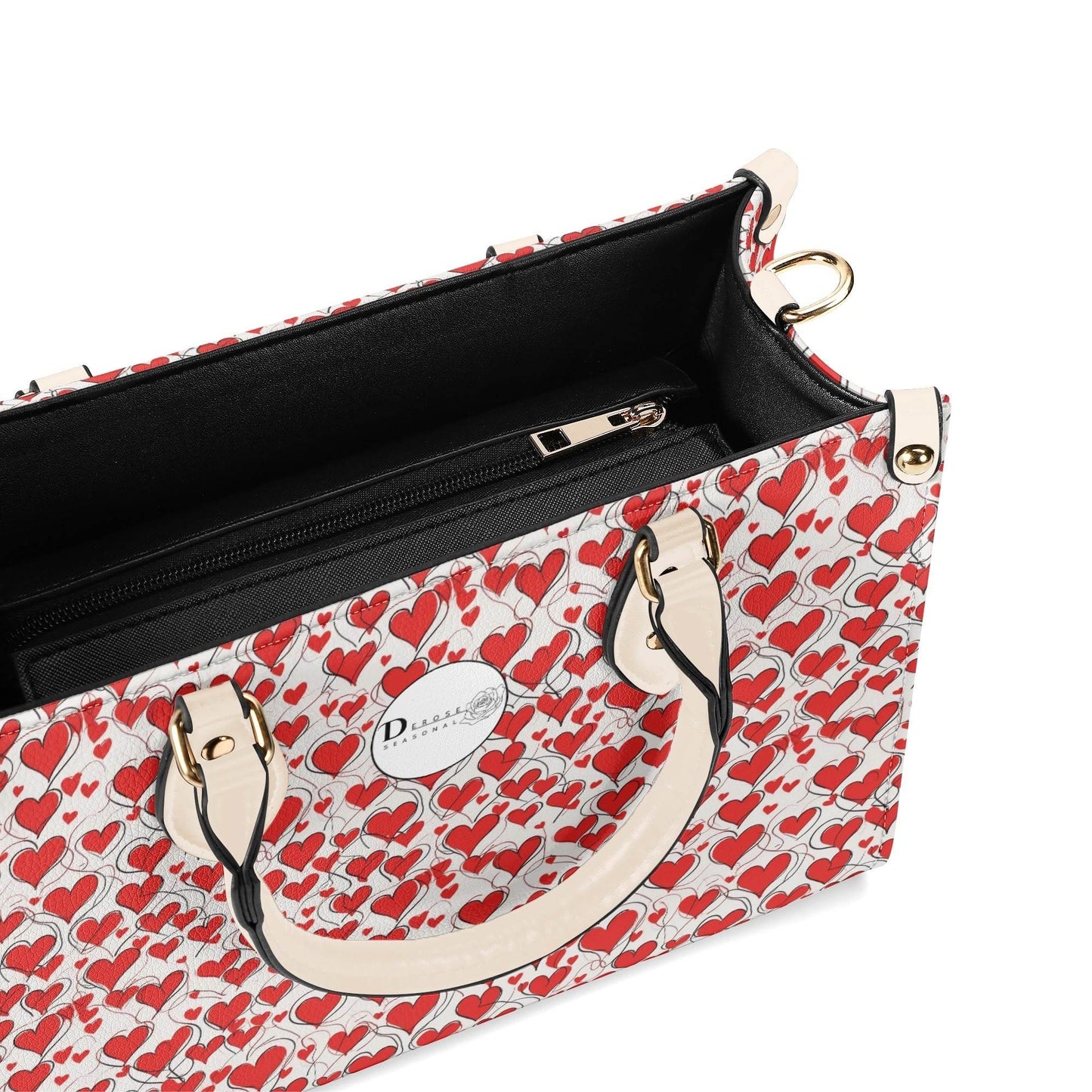 Scribbled Hearts Luxury Women Leather Handbag (3 sizes) - DeRose Seasonal