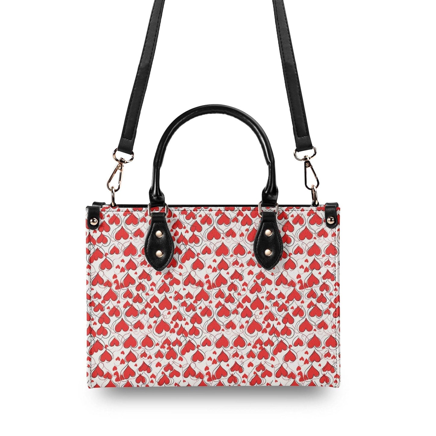Scribbled Hearts Luxury Women Leather Handbag (3 sizes) - DeRose Seasonal