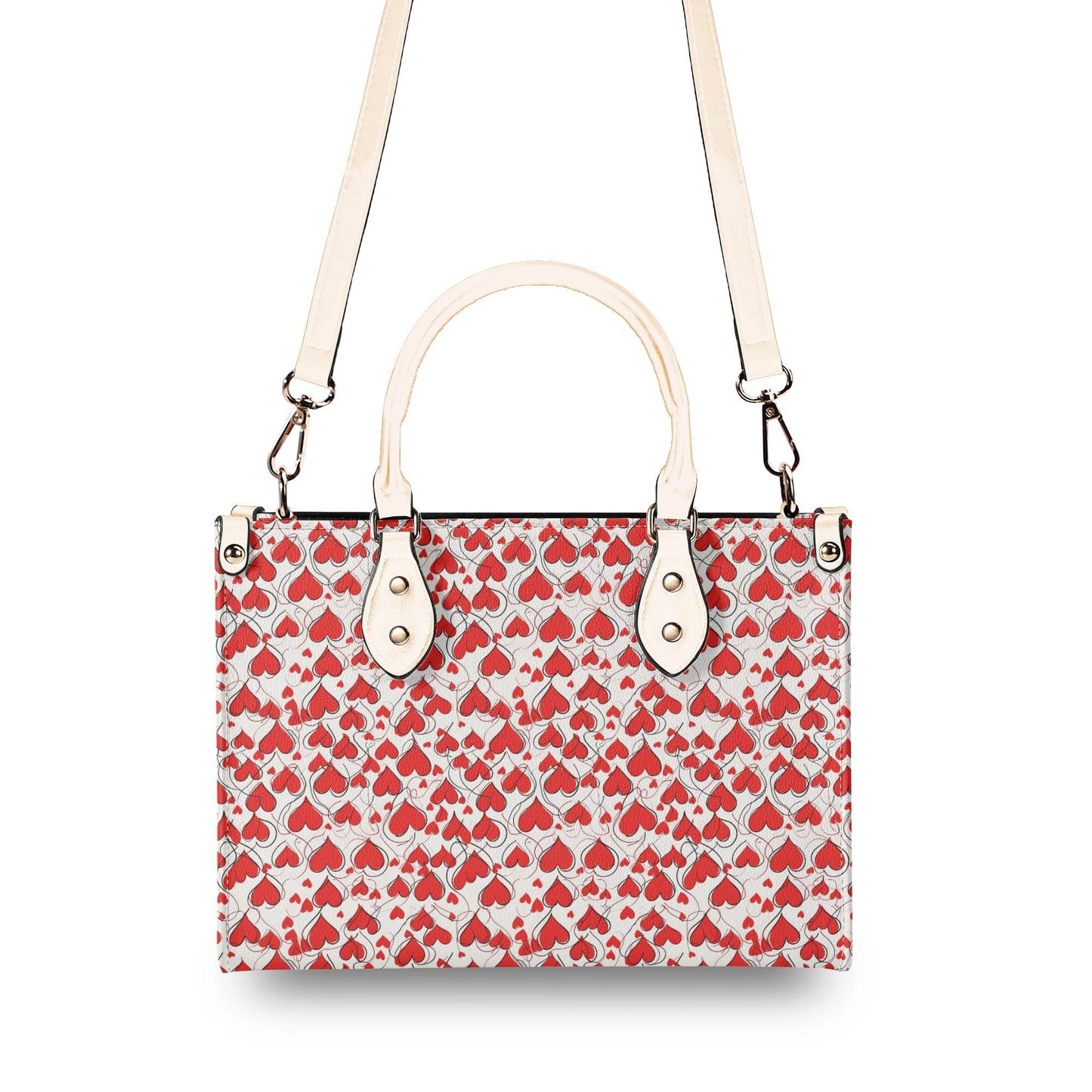 Scribbled Hearts Luxury Women Leather Handbag (3 sizes) - DeRose Seasonal