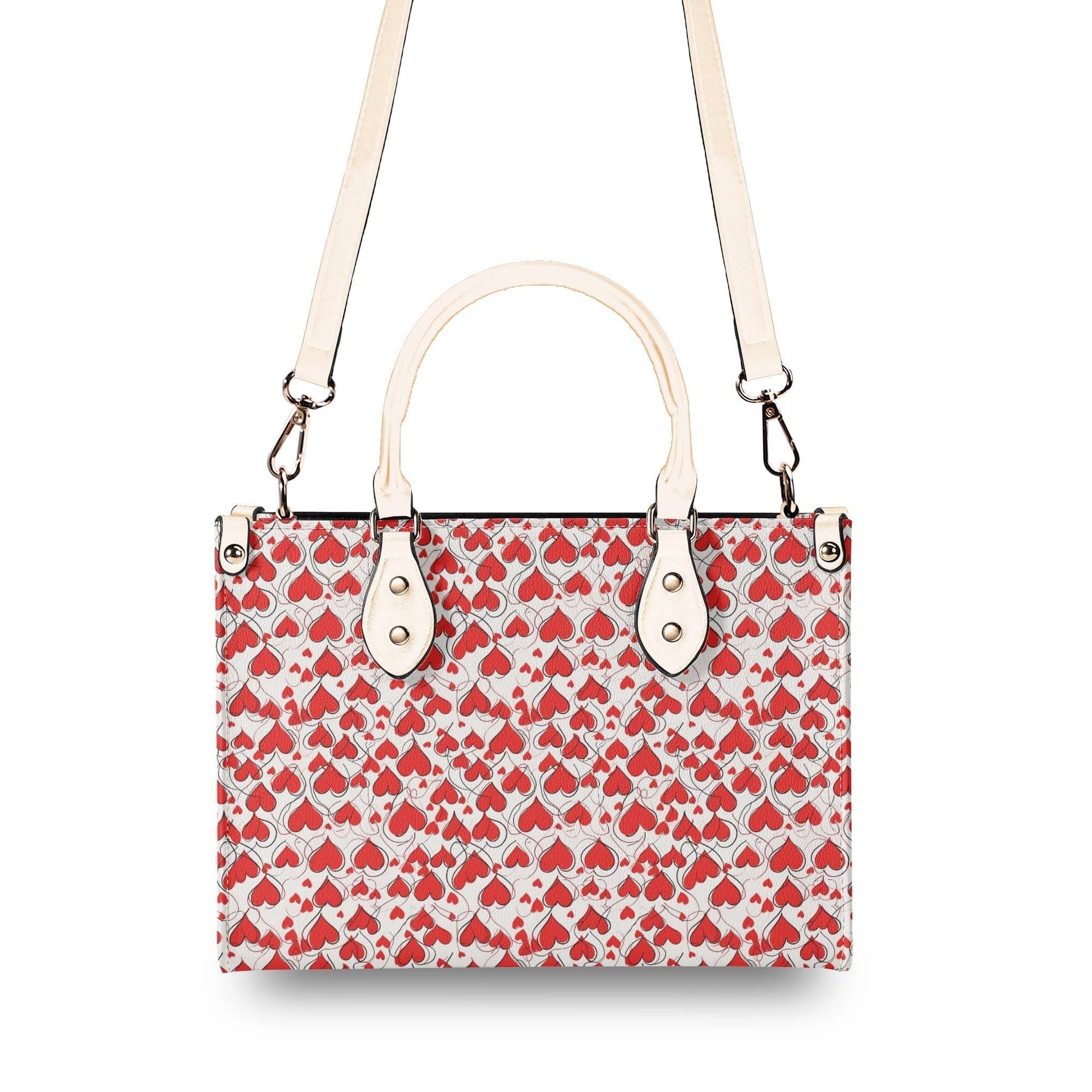 Scribbled Hearts Luxury Women Leather Handbag (3 sizes) - DeRose Seasonal