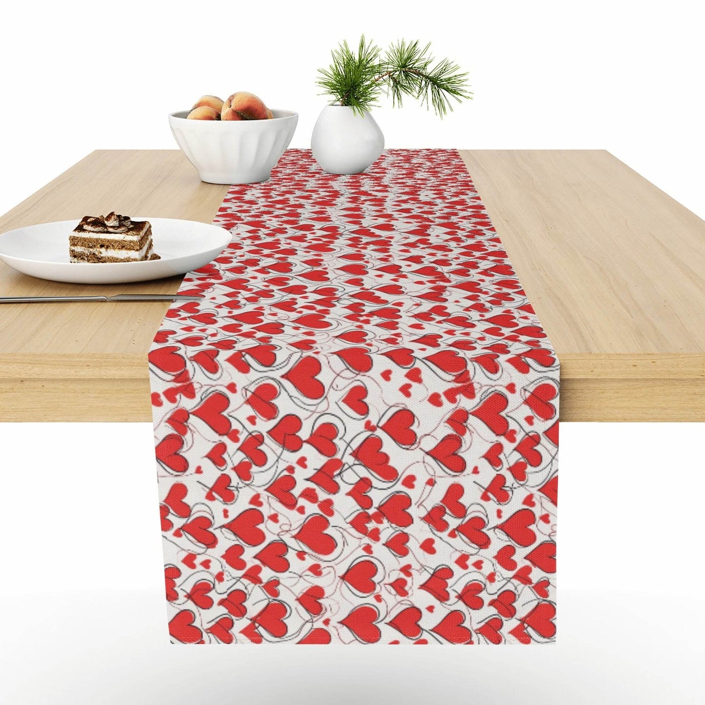 Scribbled Hearts Polyester Table Runner - DeRose Seasonal
