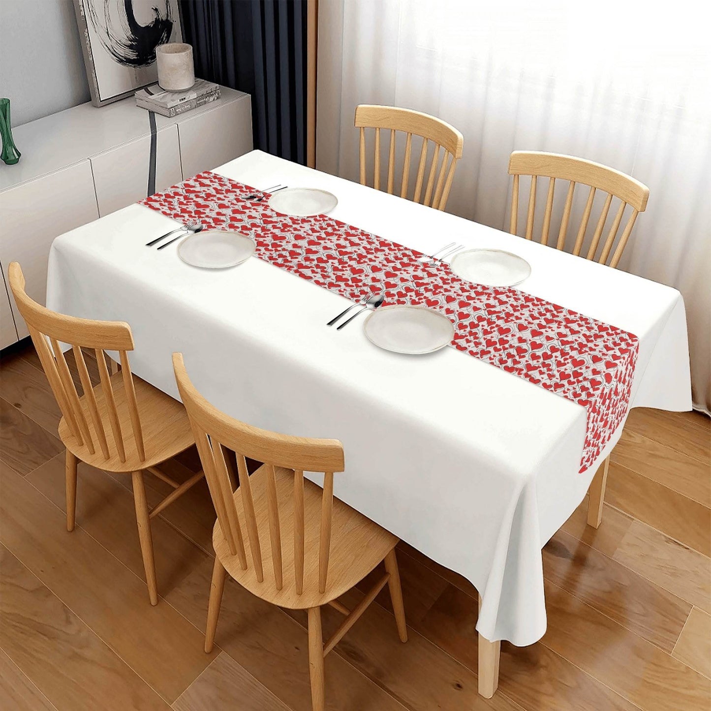 Scribbled Hearts Polyester Table Runner - DeRose Seasonal