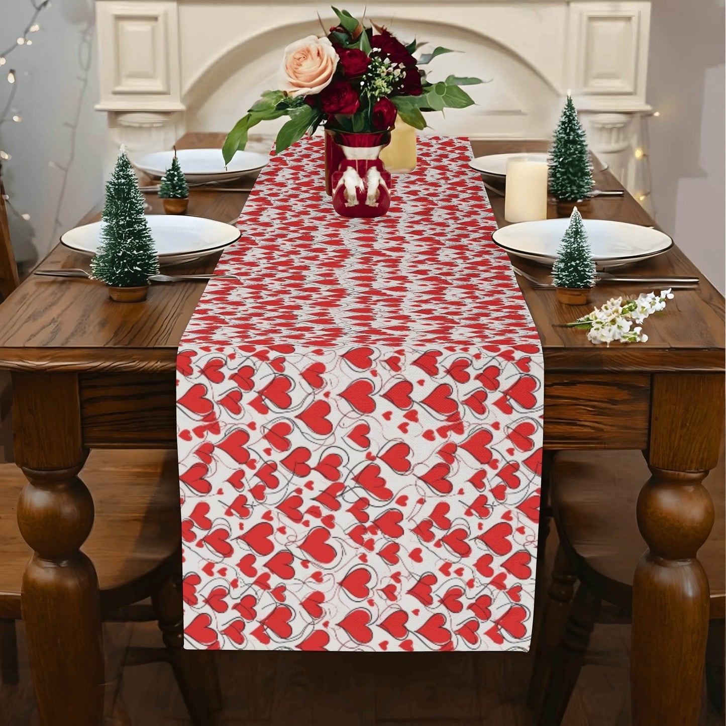 Scribbled Hearts Polyester Table Runner - DeRose Seasonal