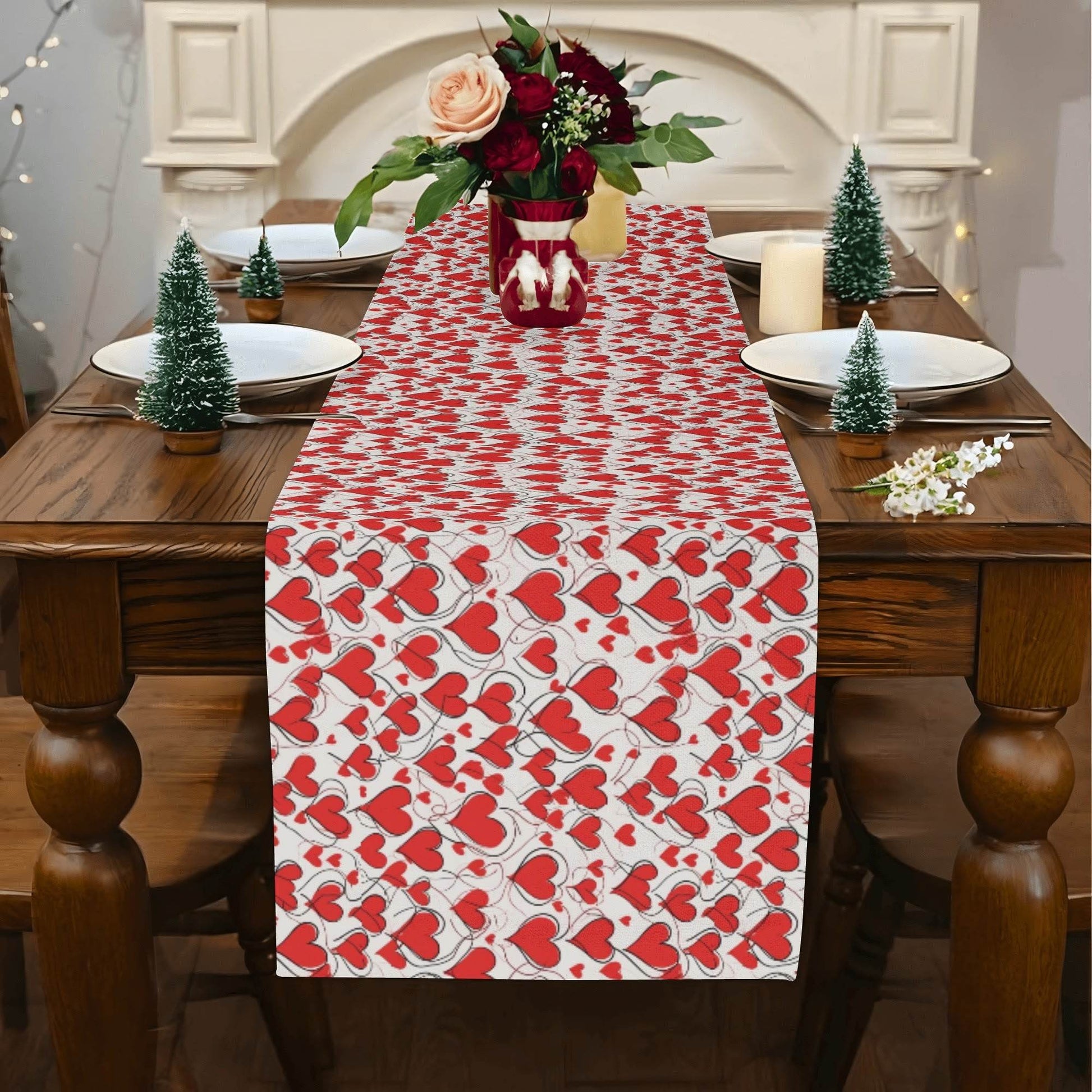 Scribbled Hearts Polyester Table Runner - DeRose Seasonal