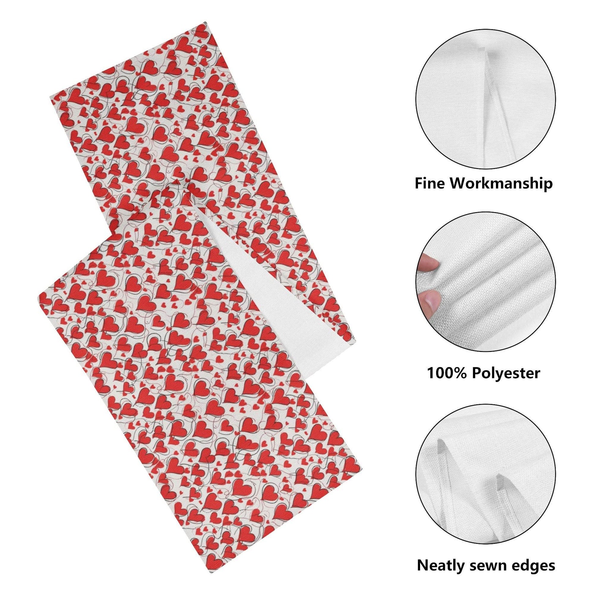 Scribbled Hearts Polyester Table Runner - DeRose Seasonal