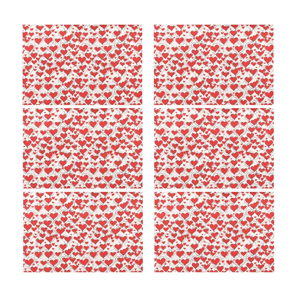 Scribbled Hearts Table Placemat (set of 6) Placemats 12" x 18" (Set of 6) DeRose Seasonal