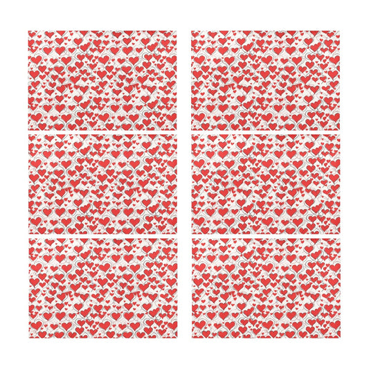 Scribbled Hearts Table Placemat (set of 6) Placemats 12" x 18" (Set of 6) DeRose Seasonal
