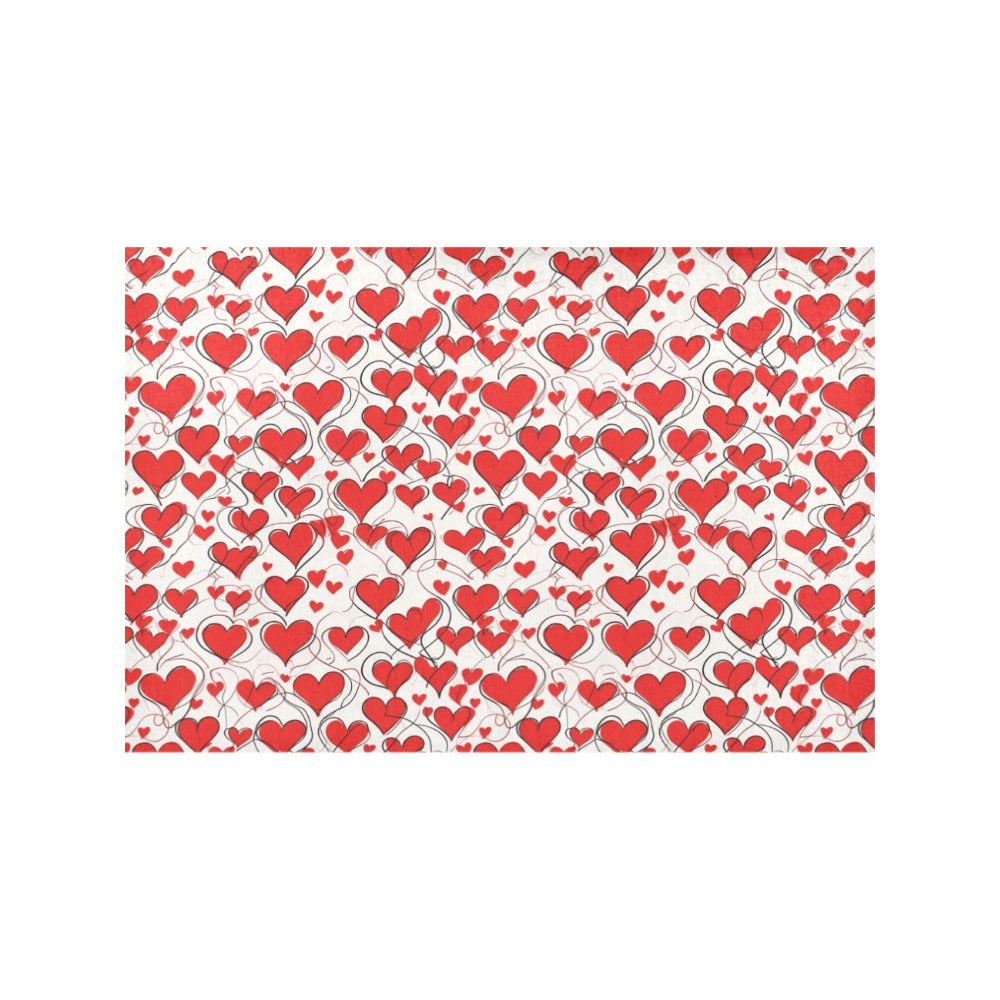 Scribbled Hearts Table Placemat (set of 6) Placemats 12" x 18" (Set of 6) DeRose Seasonal