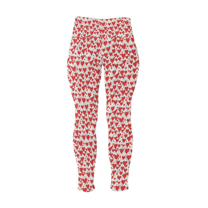 Scribbled Hearts Women's Plus Size High Waited Leggings Women's High Waist Leggings(Plus Size)(ModelL45) - DeRose Seasonal