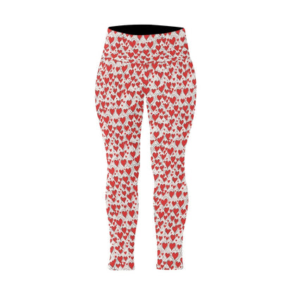 Scribbled Hearts Women's Plus Size High Waited Leggings Women's High Waist Leggings(Plus Size)(ModelL45) - DeRose Seasonal