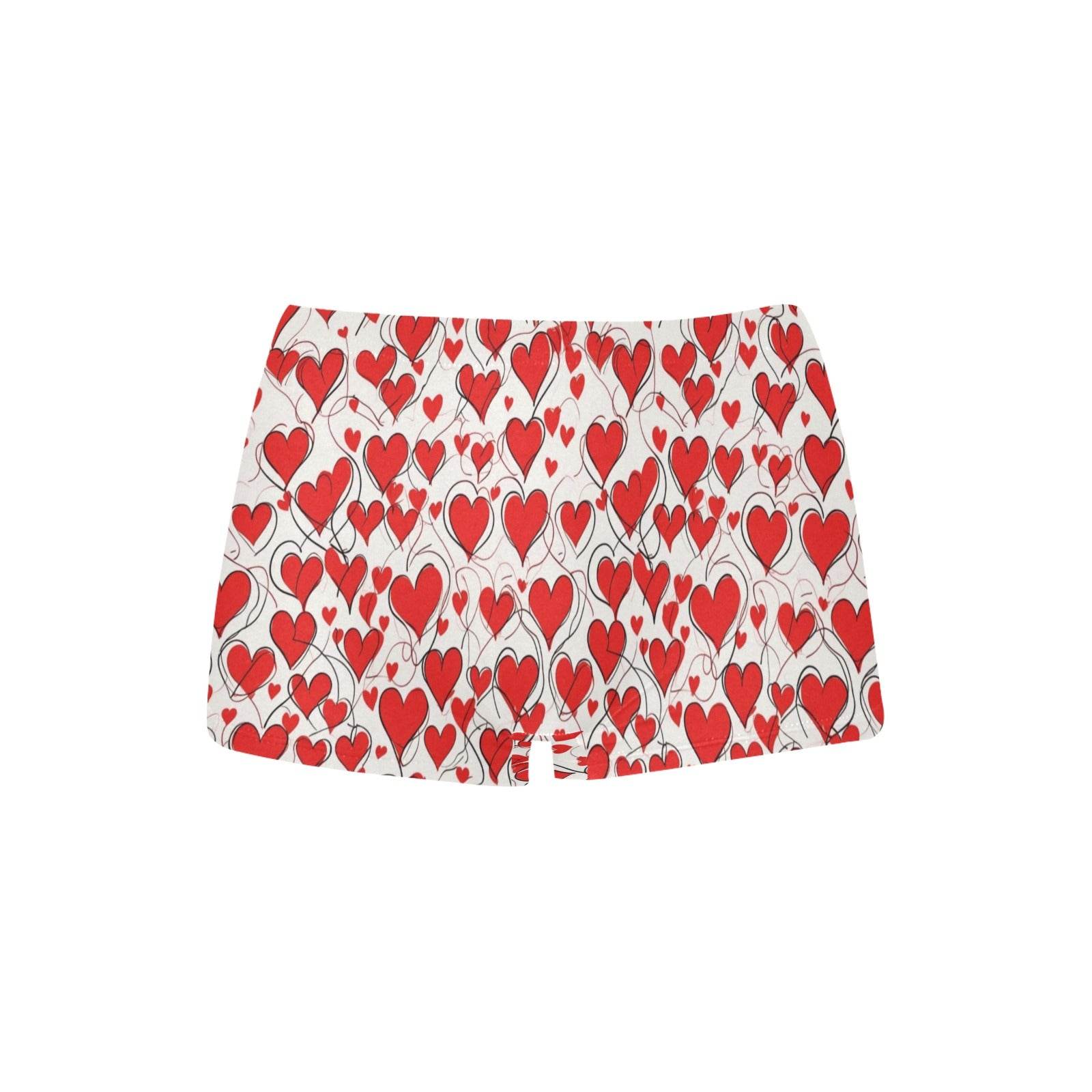 Scribbled Hearts Women's Underwear Briefs Women's Boyshort Panties (Model L31) - DeRose Seasonal