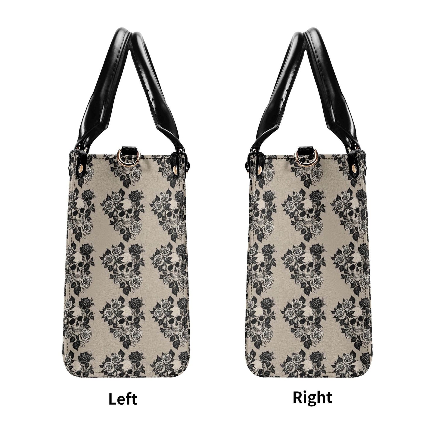 Sepia Skull and Rose Luxury Women's Leather Handbag - DeRose Seasonal