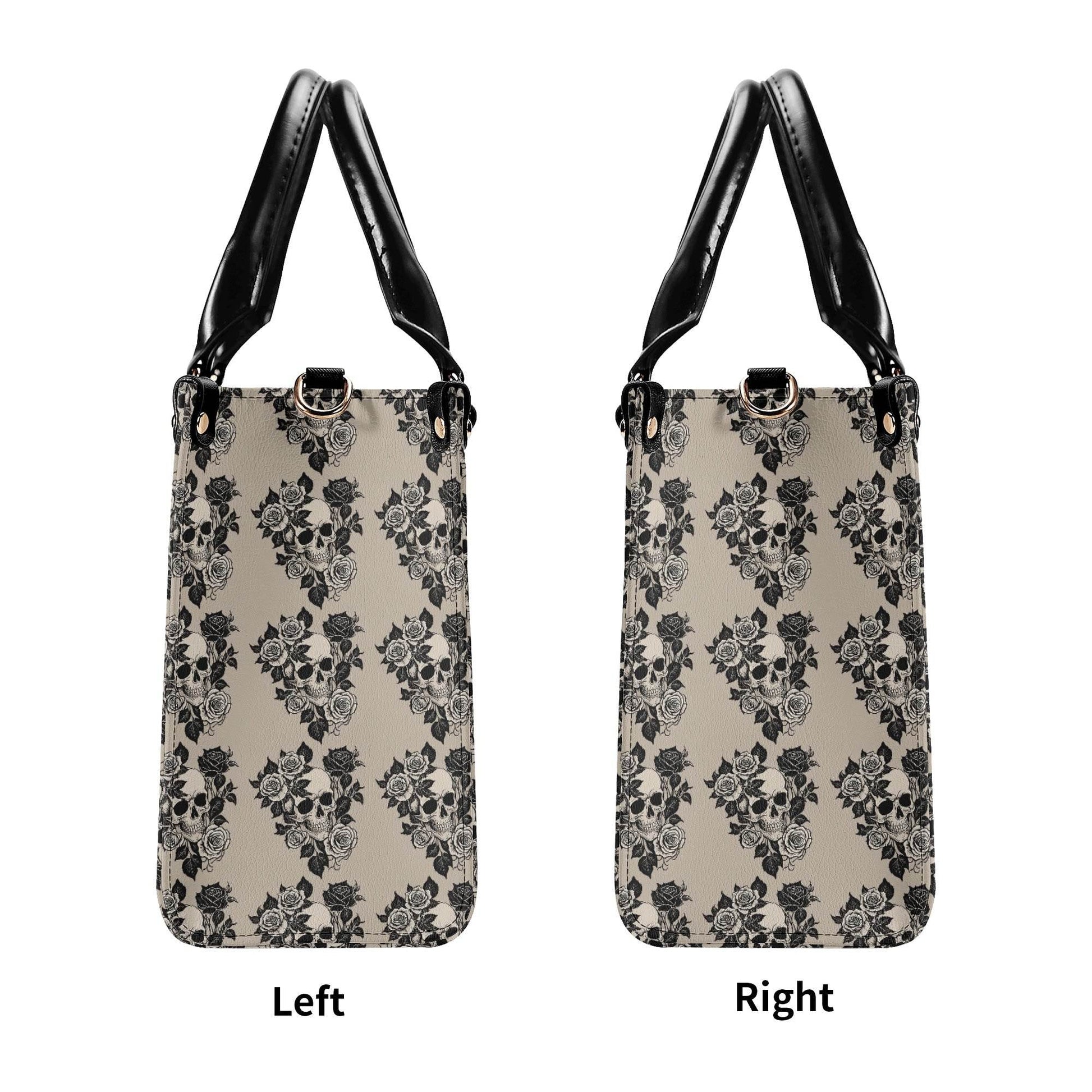 Sepia Skull and Rose Luxury Women's Leather Handbag - DeRose Seasonal