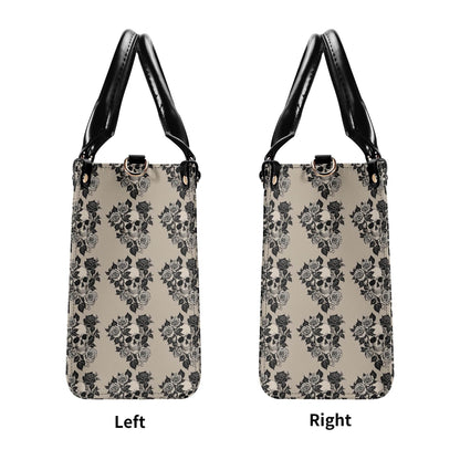 Sepia Skull and Rose Luxury Women's Leather Handbag - DeRose Seasonal