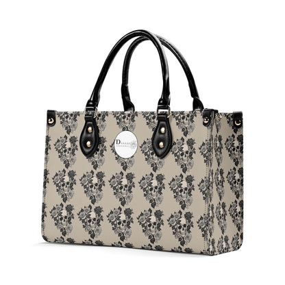 Sepia Skull and Rose Luxury Women's Leather Handbag - DeRose Seasonal