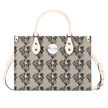 Sepia Skull and Rose Luxury Women's Leather Handbag - DeRose Seasonal