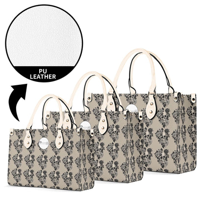 Sepia Skull and Rose Luxury Women's Leather Handbag - DeRose Seasonal