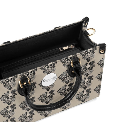 Sepia Skull and Rose Luxury Women's Leather Handbag - DeRose Seasonal