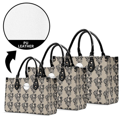 Sepia Skull and Rose Luxury Women's Leather Handbag - DeRose Seasonal