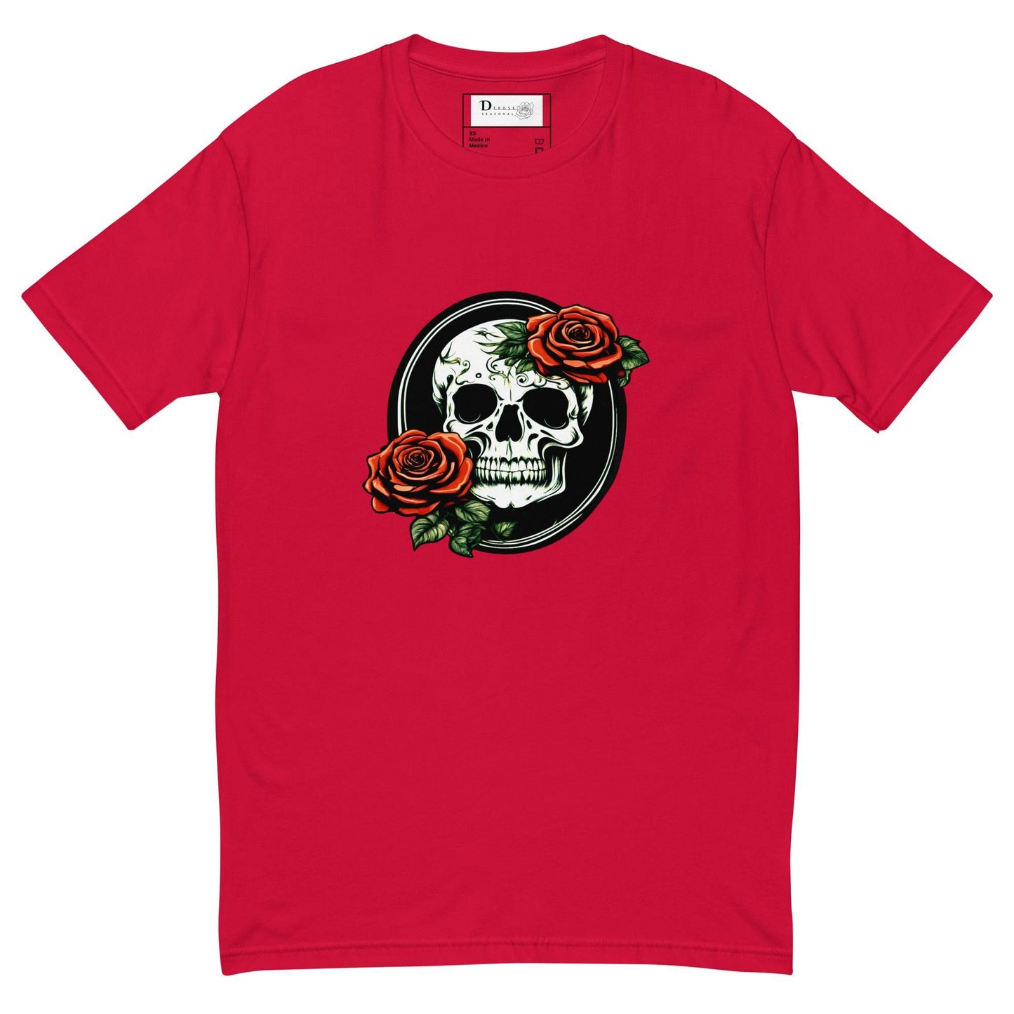 Short Sleeve Skull and Rose Form Fitting T-shirt - DeathDrip Branding - DeRose Seasonal