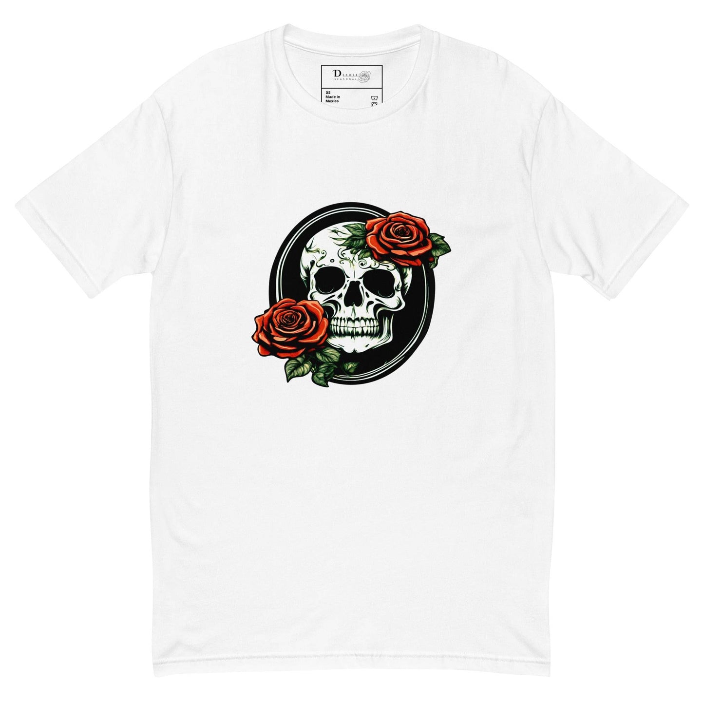 Short Sleeve Skull and Rose Form Fitting T-shirt - DeathDrip Branding - DeRose Seasonal