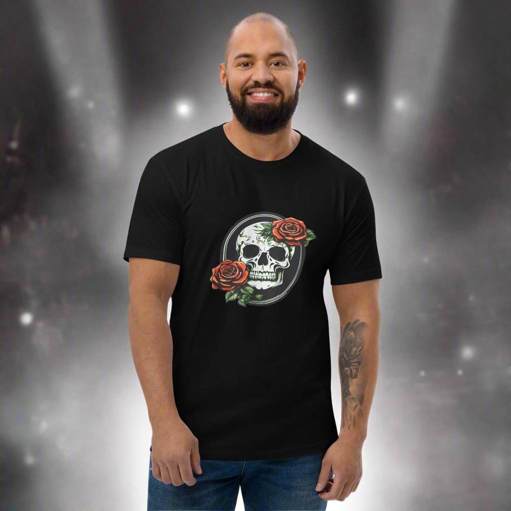 Short Sleeve Skull and Rose Form Fitting T-shirt - DeathDrip Branding - DeRose Seasonal