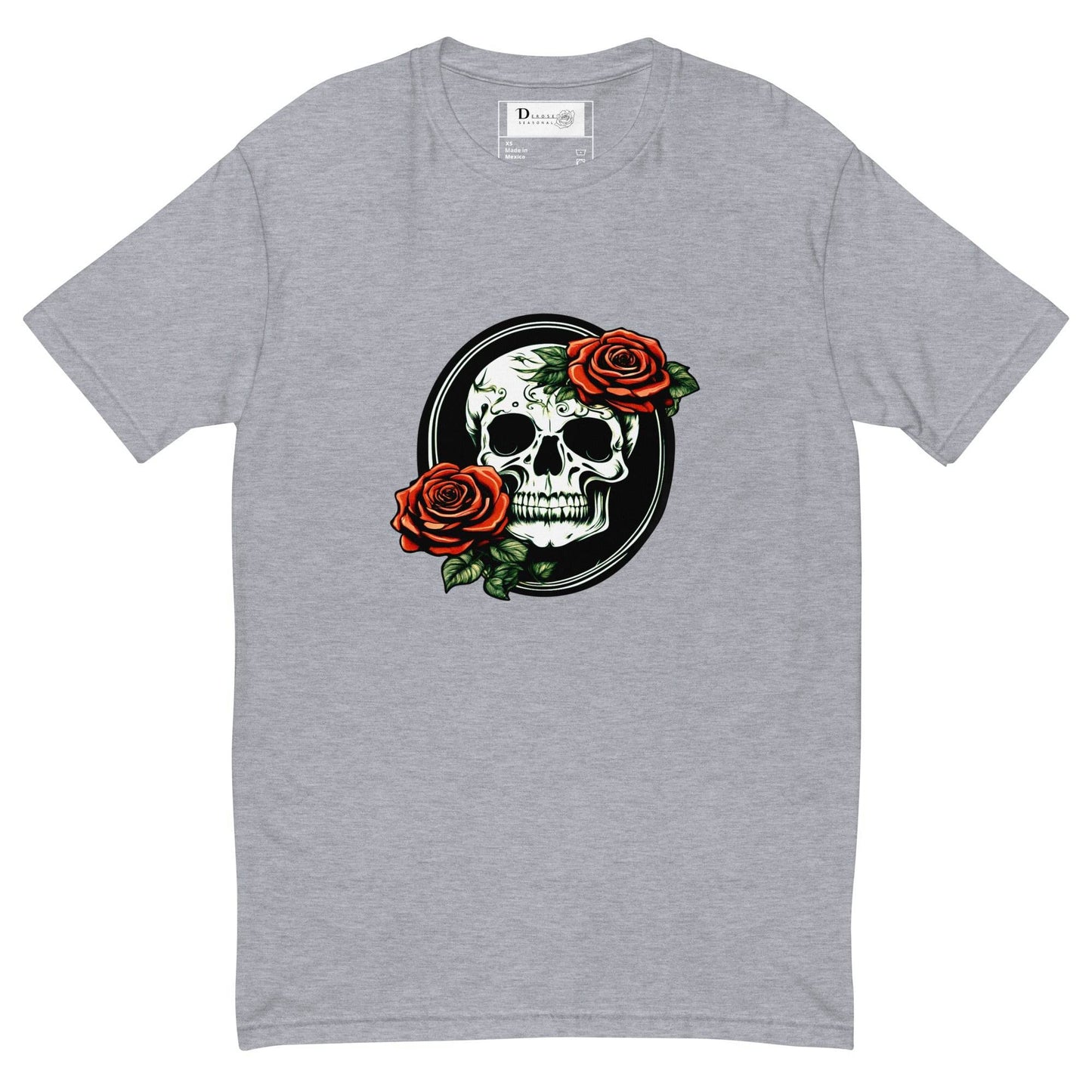 Short Sleeve Skull and Rose Form Fitting T-shirt - DeathDrip Branding - DeRose Seasonal