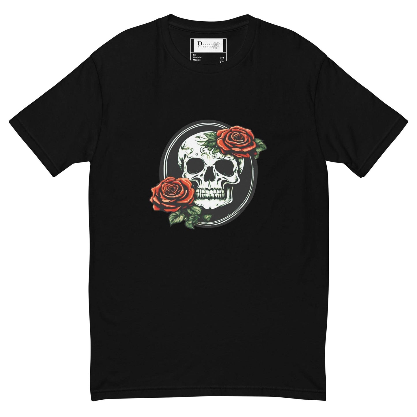 Short Sleeve Skull and Rose Form Fitting T-shirt - DeathDrip Branding - DeRose Seasonal