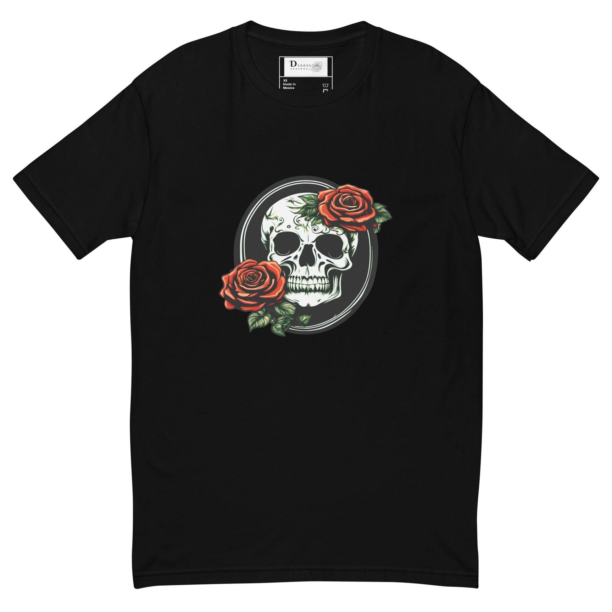 Short Sleeve Skull and Rose Form Fitting T-shirt - DeathDrip Branding - DeRose Seasonal