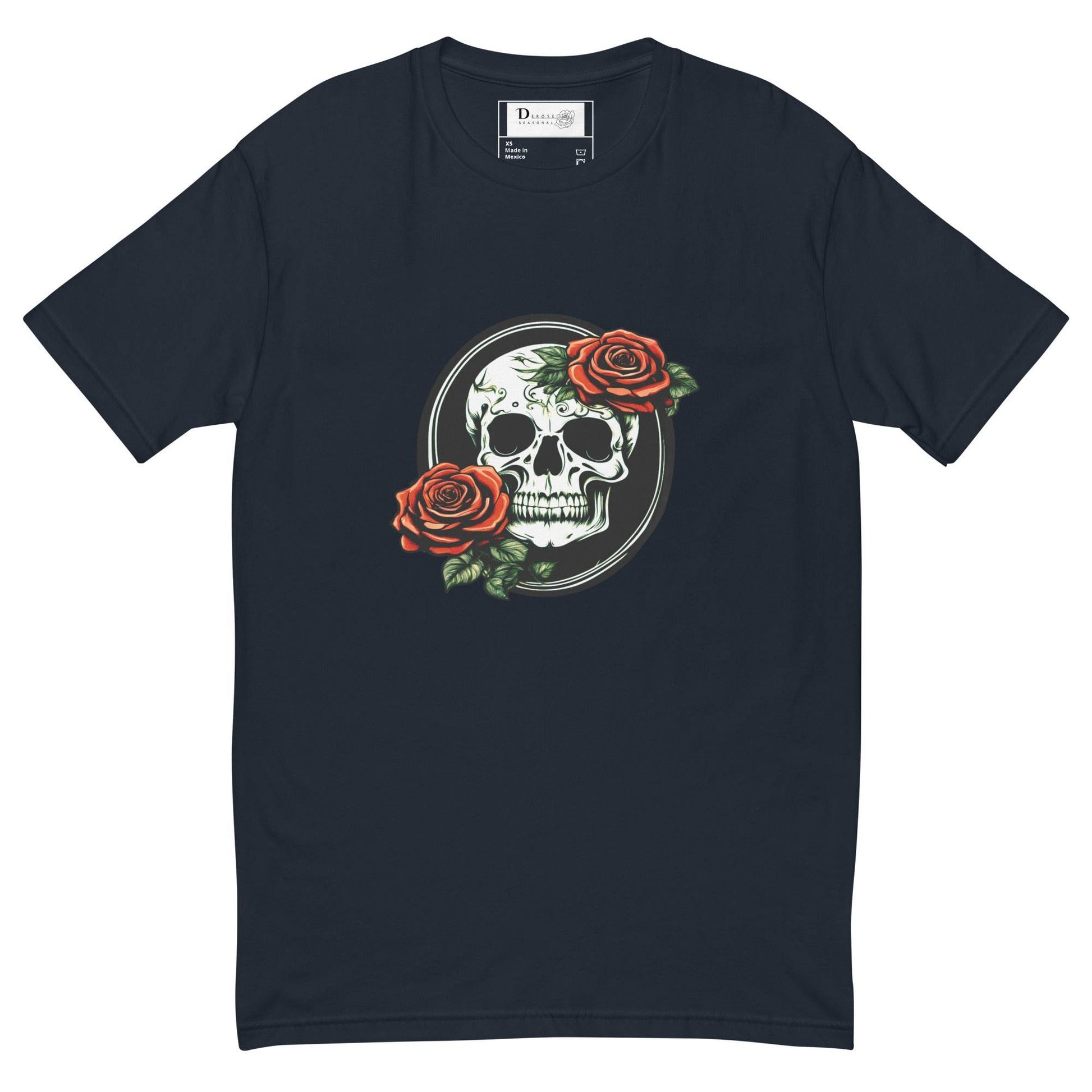 Short Sleeve Skull and Rose Form Fitting T-shirt - DeathDrip Branding - DeRose Seasonal