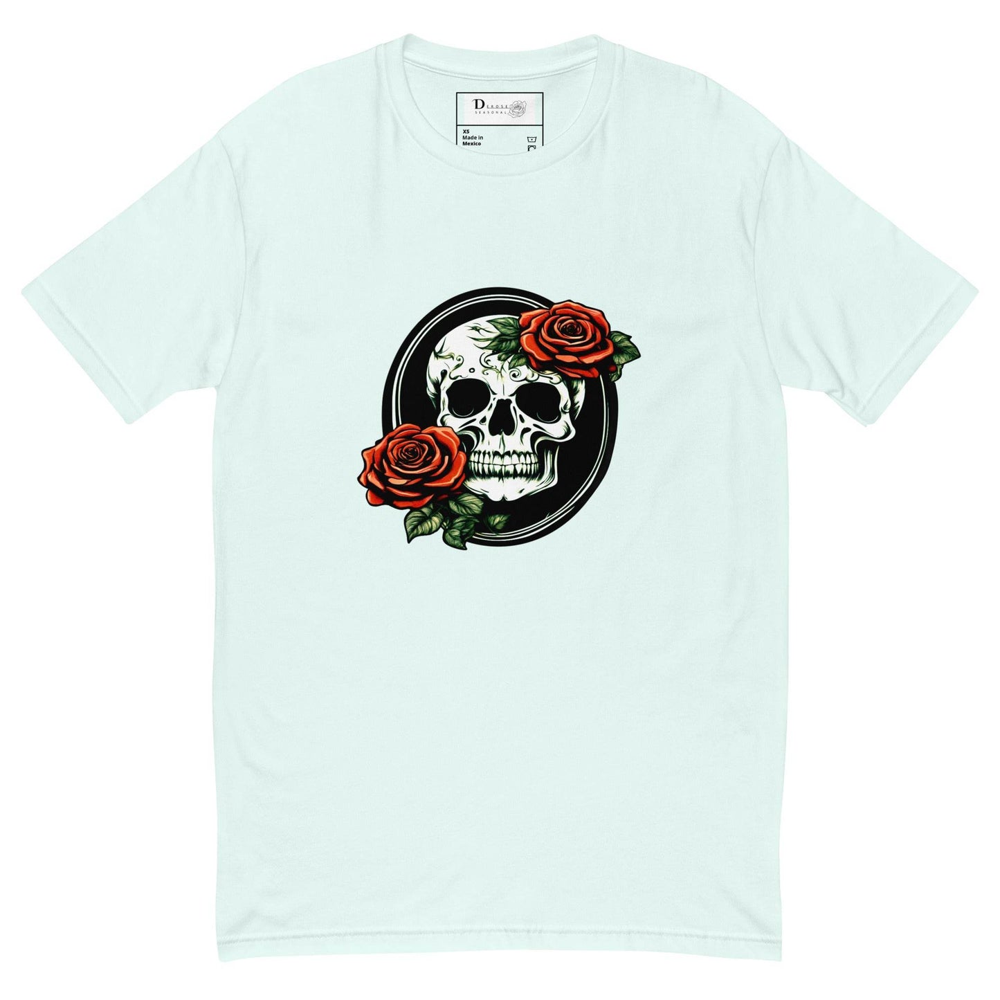 Short Sleeve Skull and Rose Form Fitting T-shirt - DeathDrip Branding - DeRose Seasonal