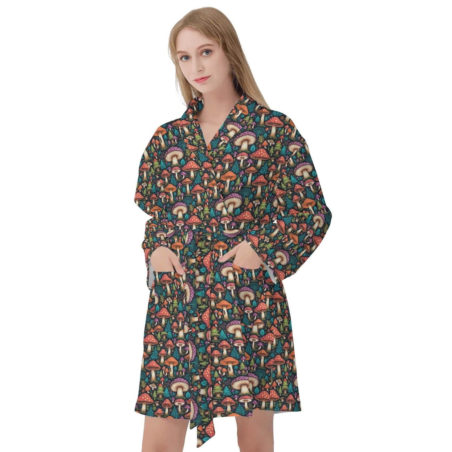Shroomy Women's Short Bathrobe - DeRose Seasonal