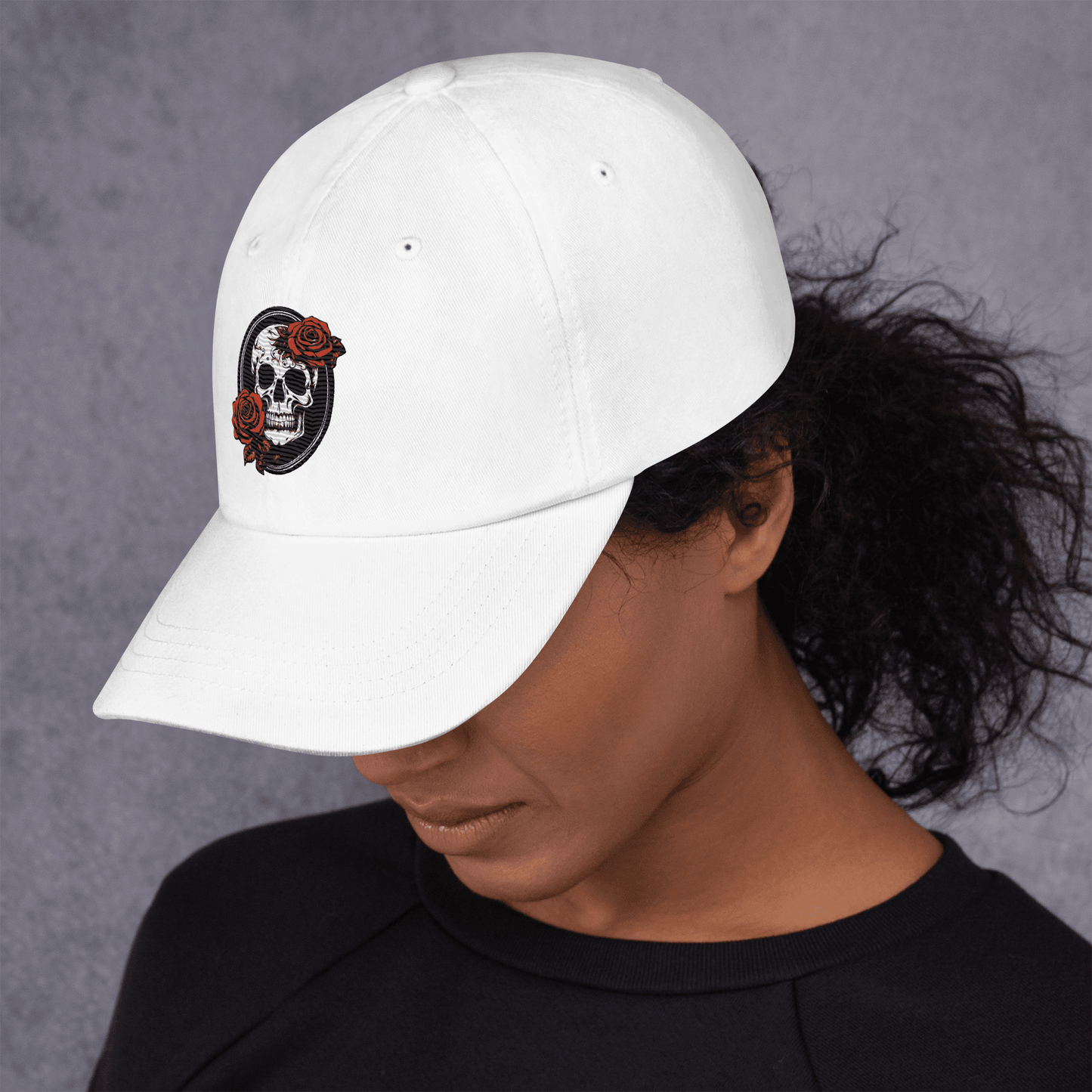 Skull and Rose Adjustable Baseball Hat - DeathDrip Branding - DeRose Seasonal