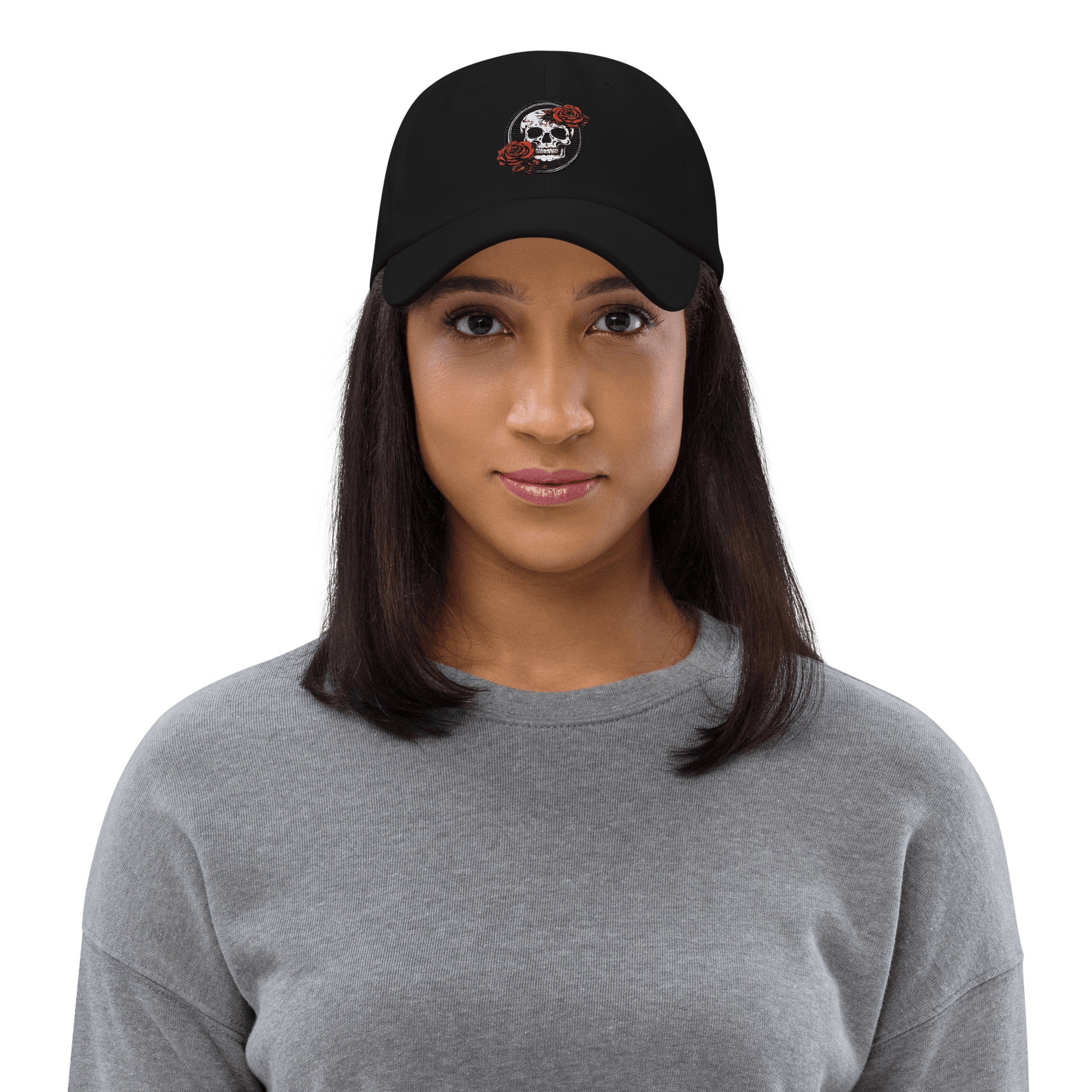 Skull and Rose Adjustable Baseball Hat - DeathDrip Branding - DeRose Seasonal
