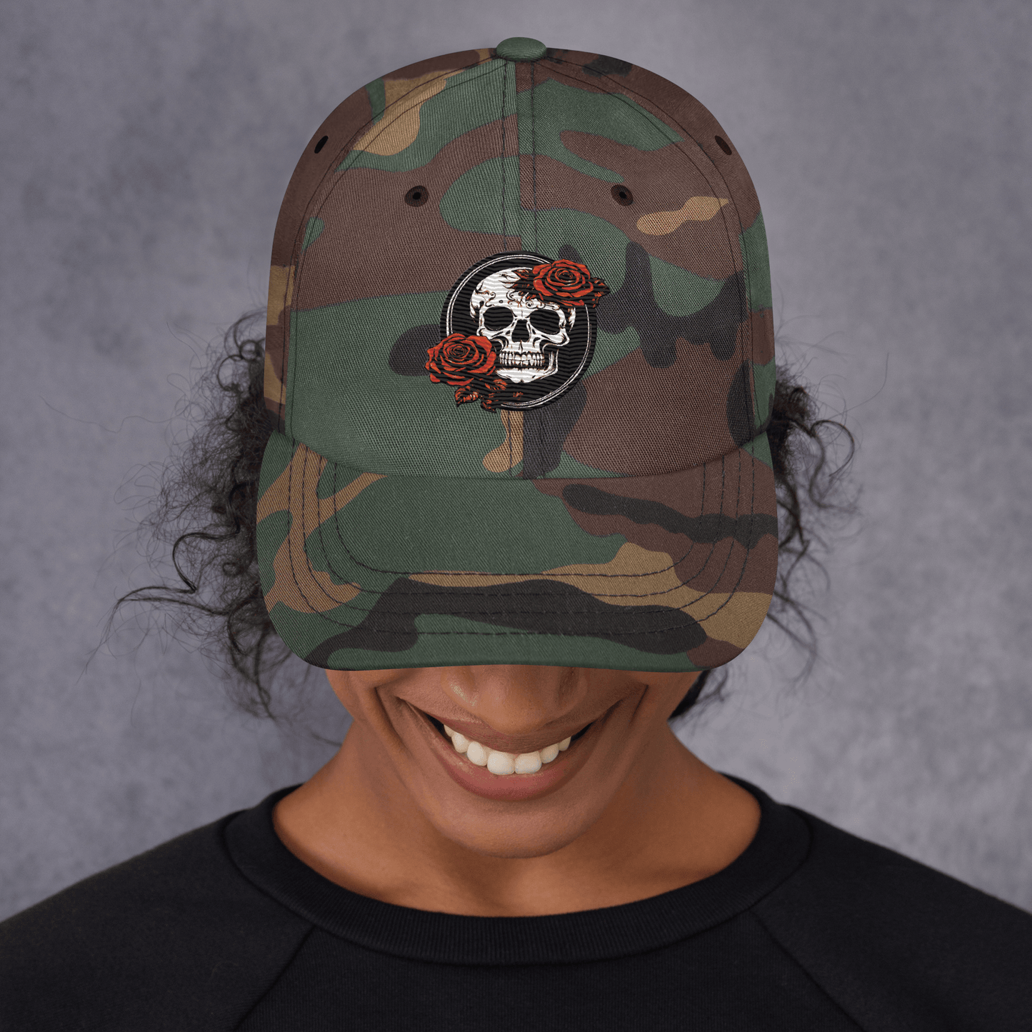 Skull and Rose Adjustable Baseball Hat - DeathDrip Branding - DeRose Seasonal