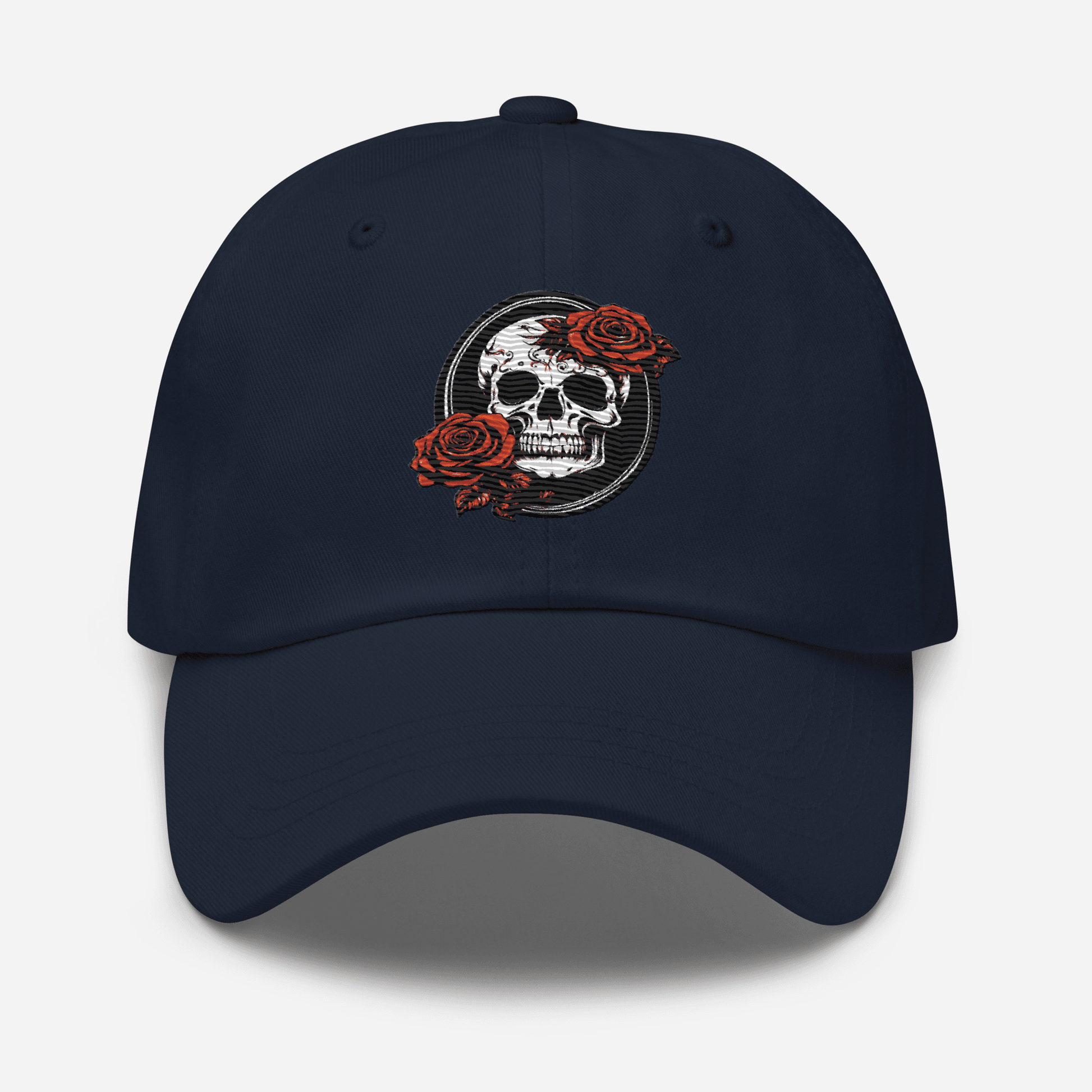 Skull and Rose Adjustable Baseball Hat - DeathDrip Branding - DeRose Seasonal