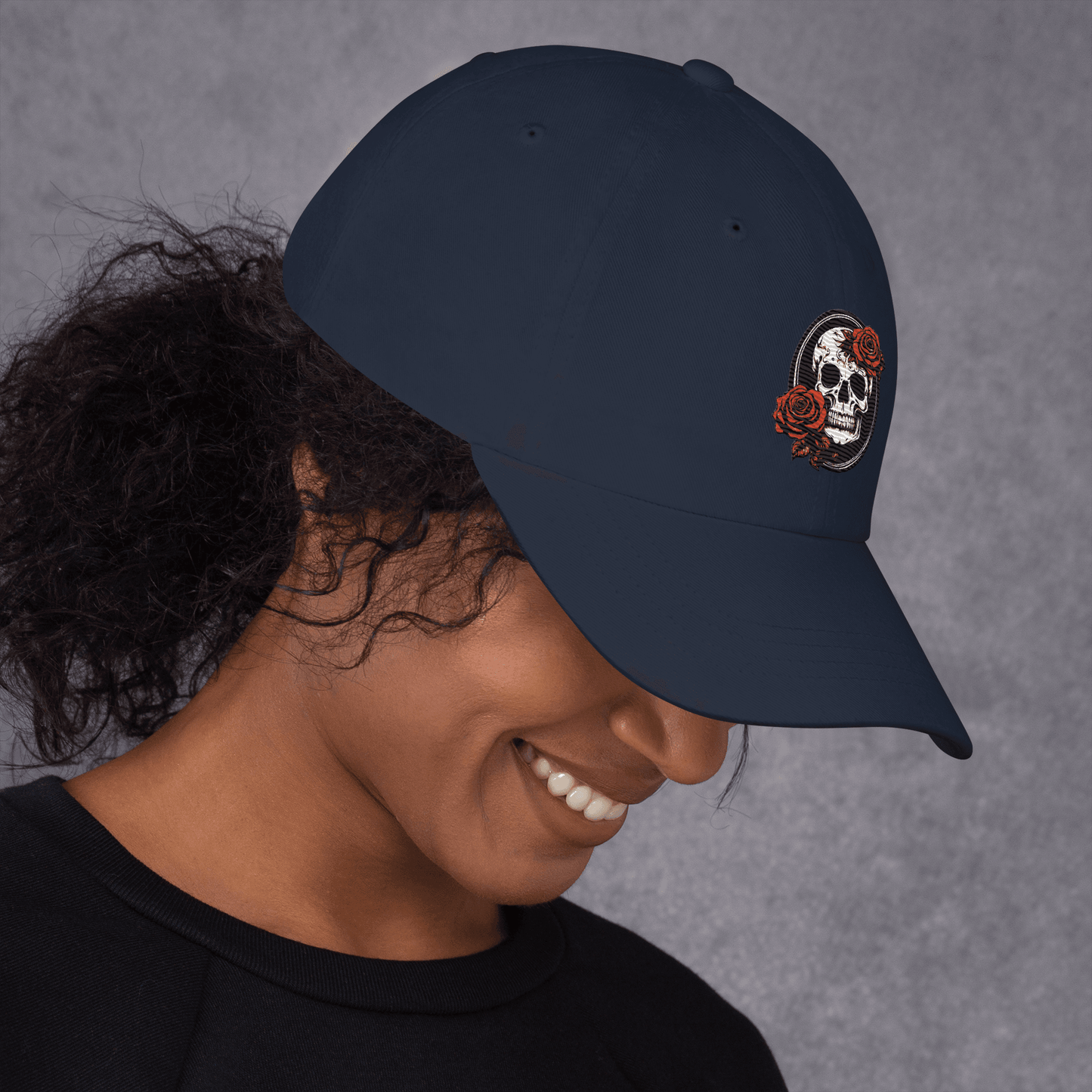 Skull and Rose Adjustable Baseball Hat - DeathDrip Branding - DeRose Seasonal