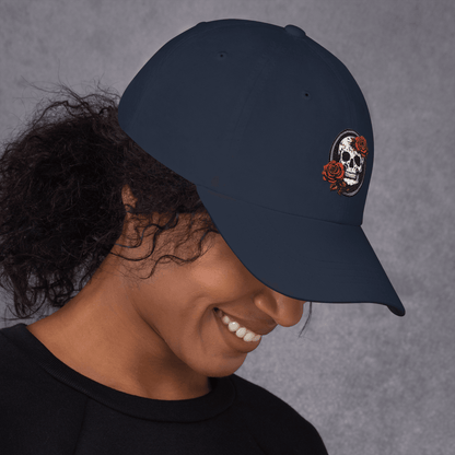 Skull and Rose Adjustable Baseball Hat - DeathDrip Branding - DeRose Seasonal