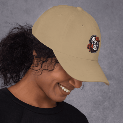 Skull and Rose Adjustable Baseball Hat - DeathDrip Branding - DeRose Seasonal