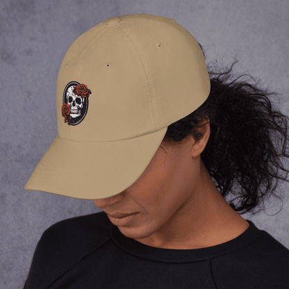 Skull and Rose Adjustable Baseball Hat - DeathDrip Branding - DeRose Seasonal